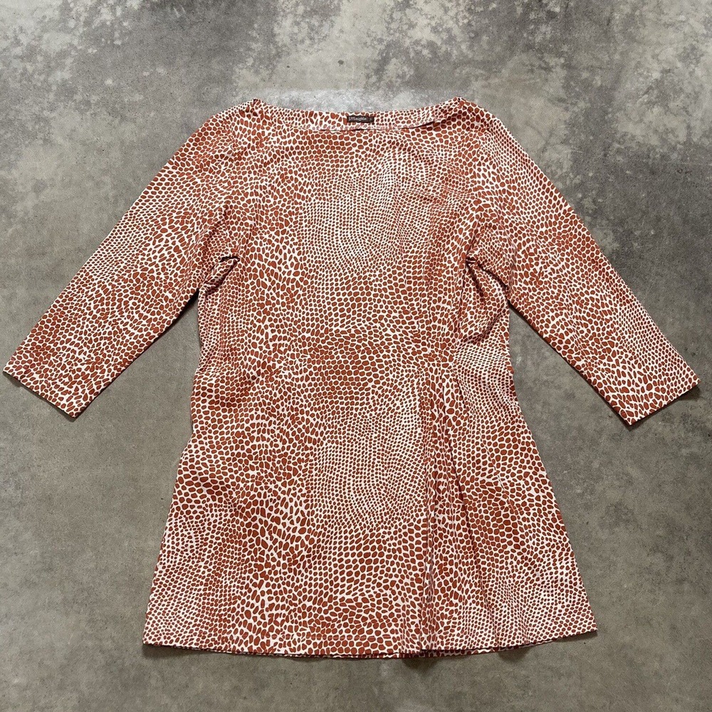 JMcLaughlin Shirt Large Orange Cream Animal Print Catalina Cloth Ruched Side Top